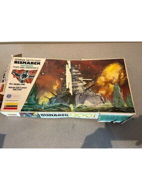Lindberg German Battleship Bismarck 1/350 Motorized Model Kit Partial built